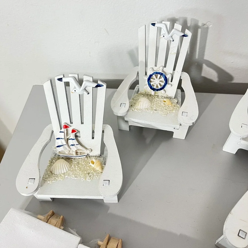 Miniature Wooden Beach Chair  Nautical‎ Tabletop Decoration Sailboat Lighthouse